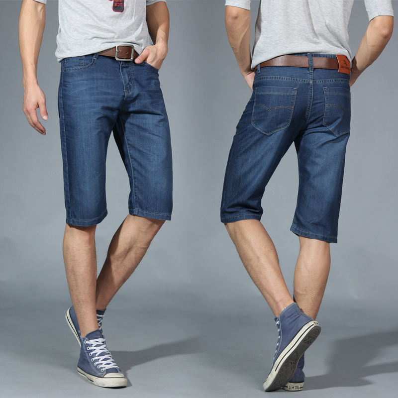 厂家直销男装<em>夏季</em>薄款<em>牛仔短裤</em> <em>男士</em>修身直筒