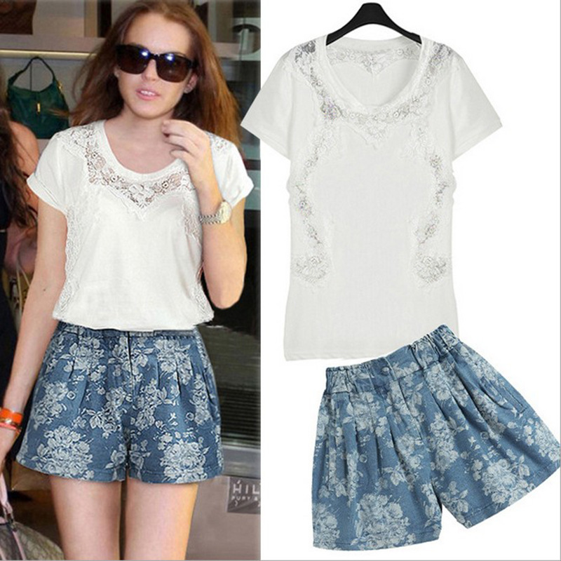 批发代理 欧美<em>女装2014套装</em>夏季新款时尚印花