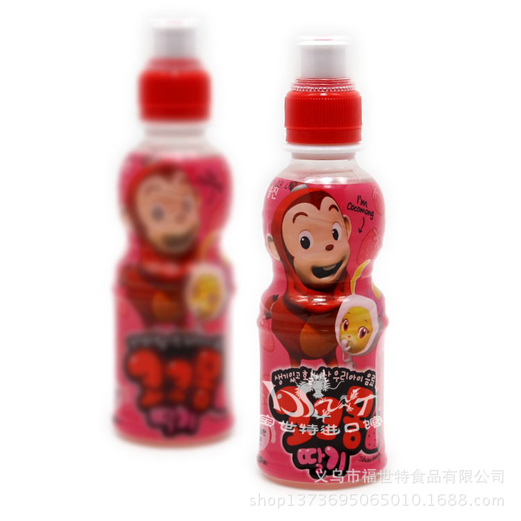 韩国原装进口饮品 熊津香肠猴草莓汁饮料 宝宝