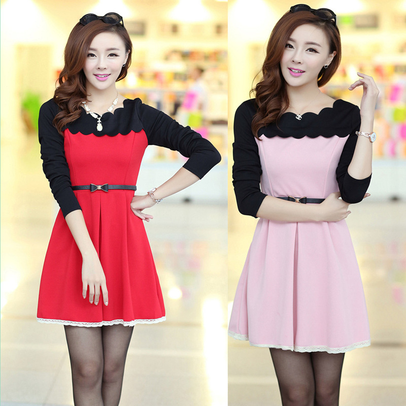 2014<em>春季</em>新款<em>女装</em>韩版时尚A字<em>裙</em> 春款连衣裙