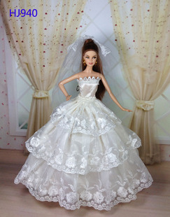 玩具配件-<em>芭比</em>娃娃<em>婚纱</em>裙 <em>公主</em>裙 <em>芭比</em>娃娃服装