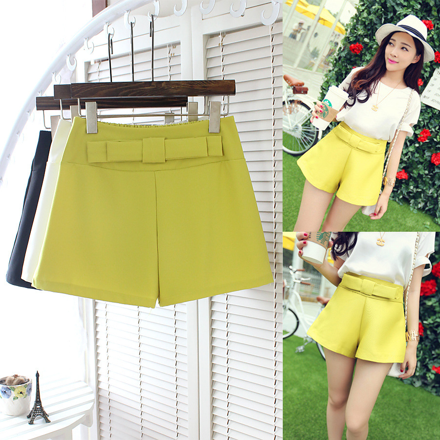 夏季新款韩版<em>蝴蝶结高腰</em>蓬蓬南瓜<em>短裤</em>女潮 图