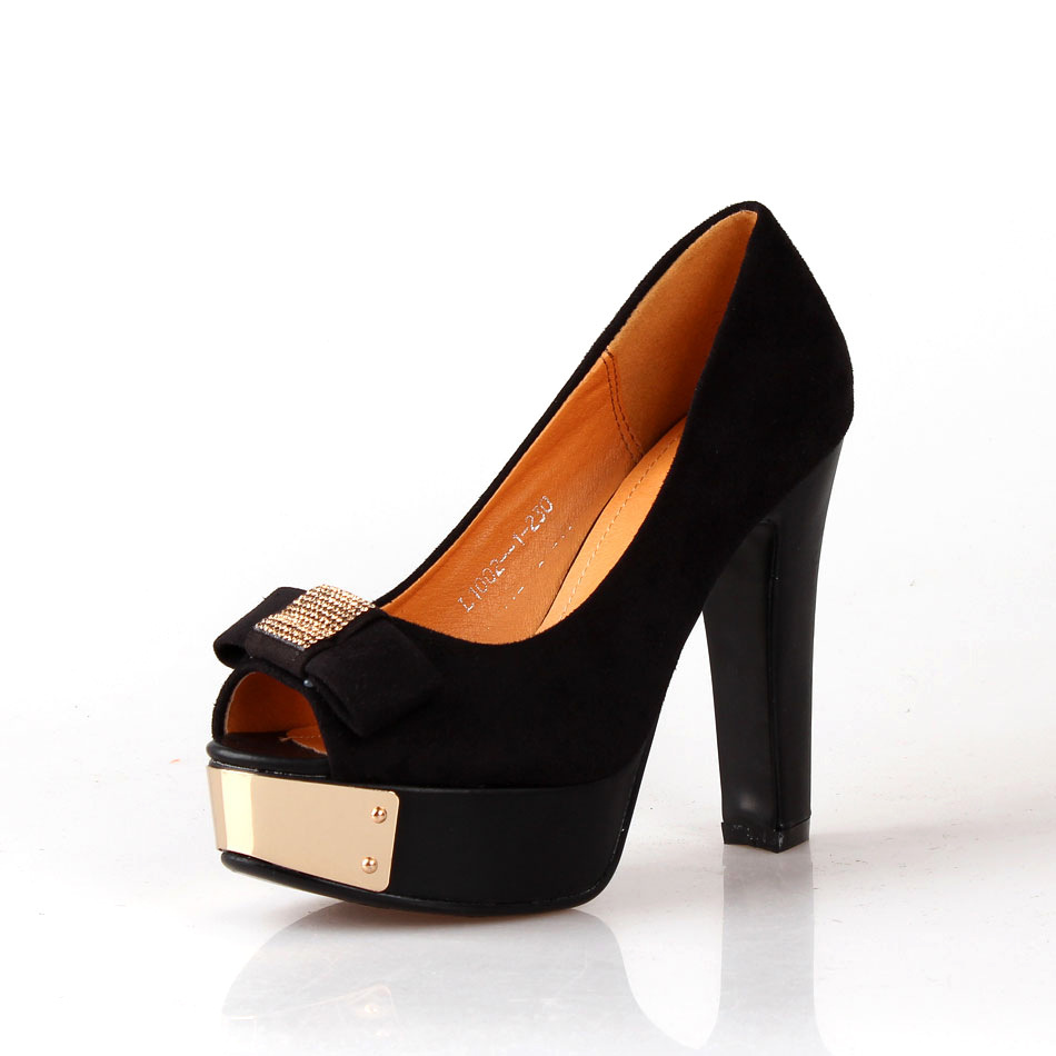 2014秋冬款<em>零点少女</em>蝴蝶结鱼嘴高跟鞋韩版防