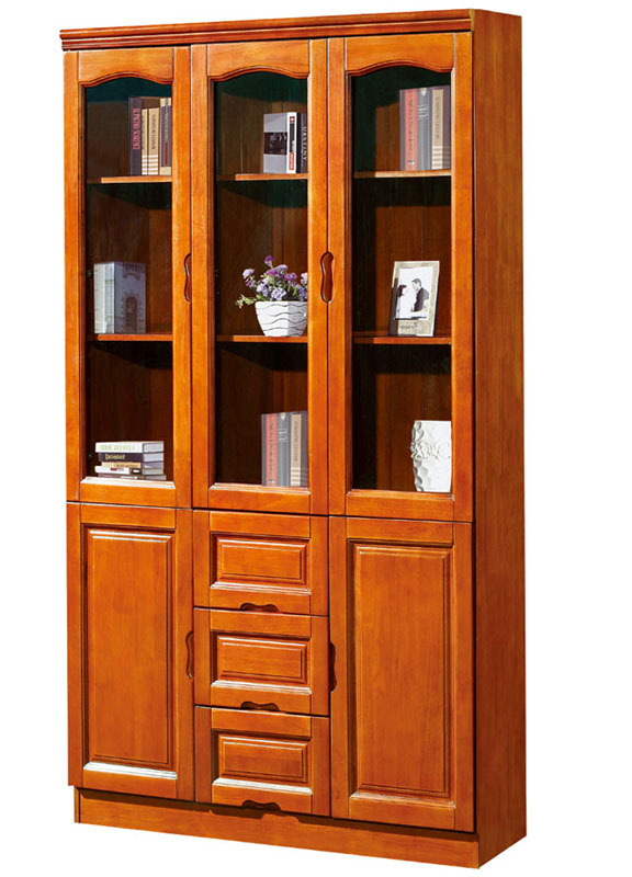 工厂直销品质保证橡木实木书柜文件柜两门书柜0.8米顺德家具