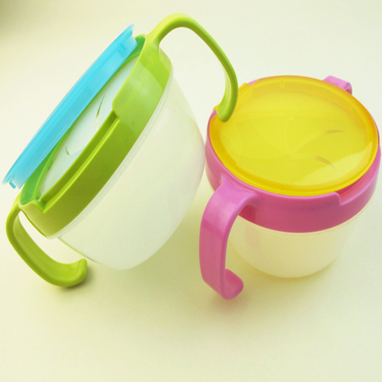 日本原单幼儿用品 防洒设计 宝宝双柄零食罐零