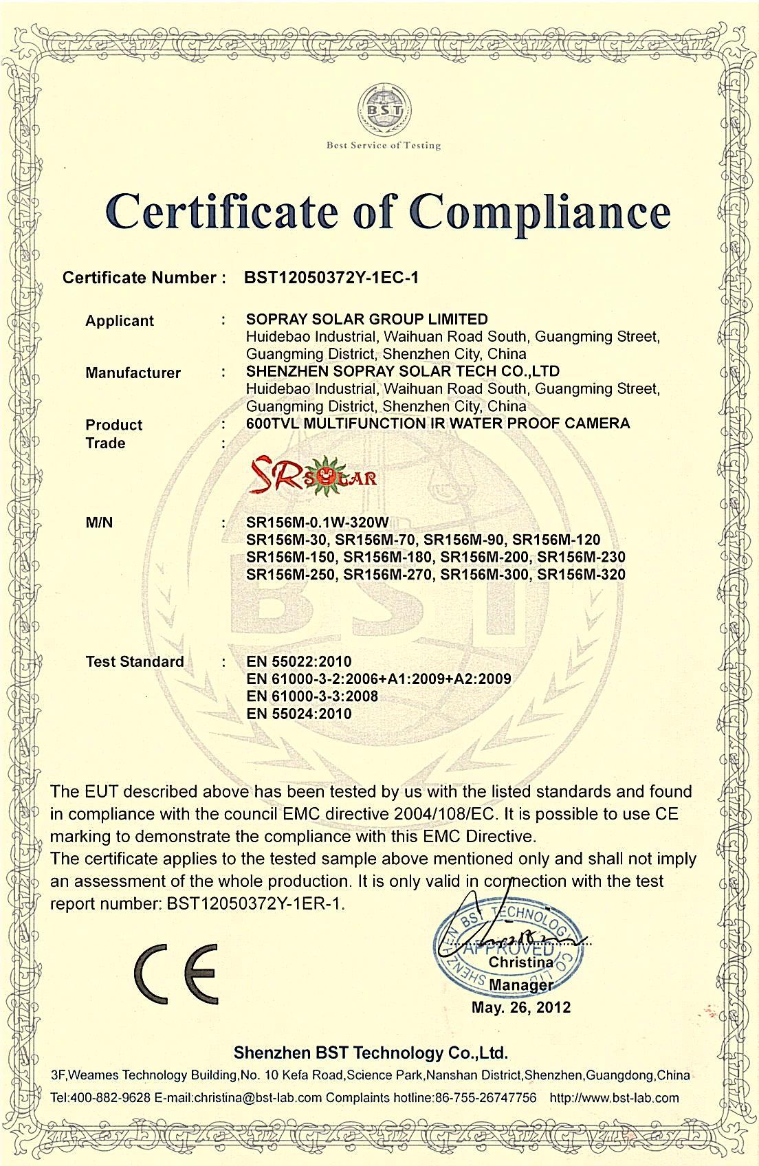 SOPRAY SOLAR GROUP CE-SR156M