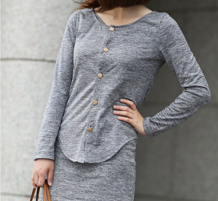 直销 进口面料春夏女款休闲<em>针织开衫两件套</em> 女