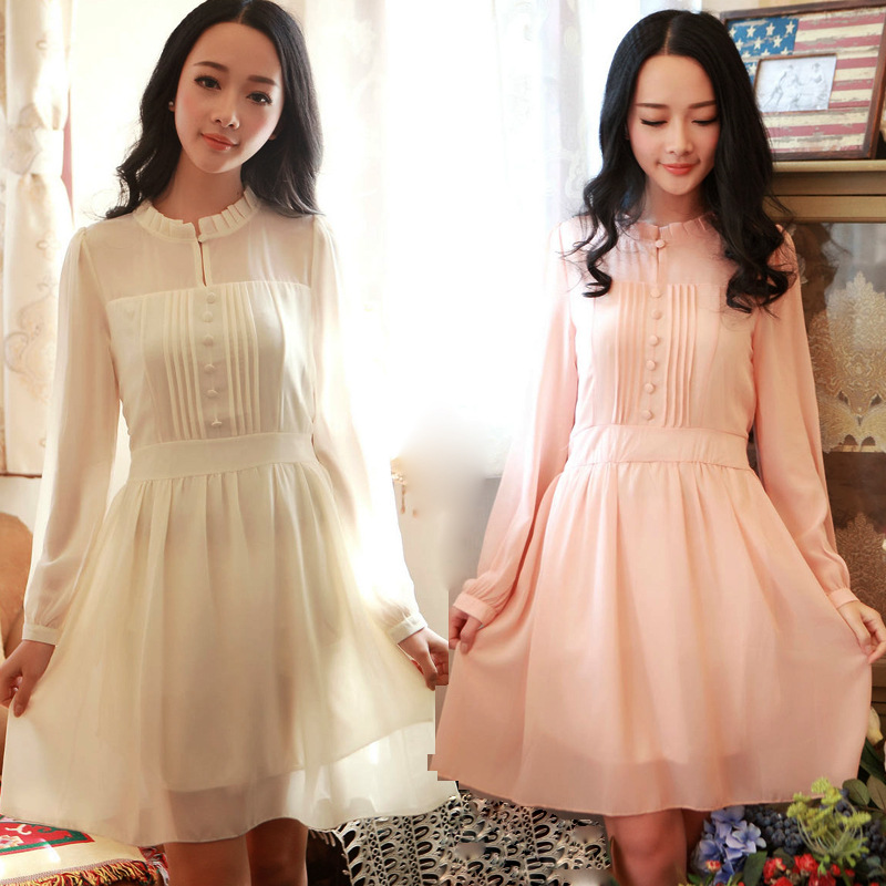 2014春夏新款<em>女装</em> <em>韩版</em>韩国风气质显瘦<em>雪纺</em>长