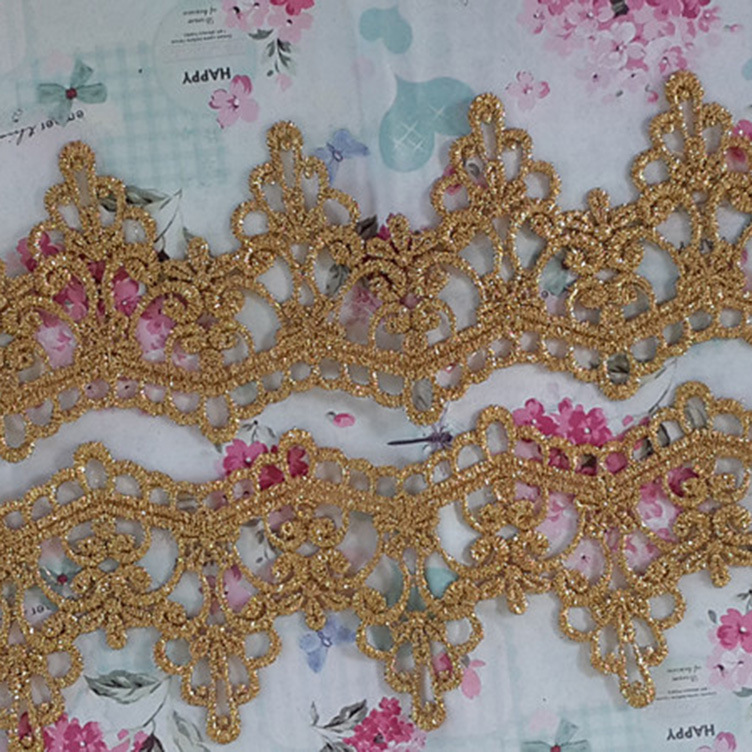 厂家供应 优质服装辅料 扁金线花边服装辅料花