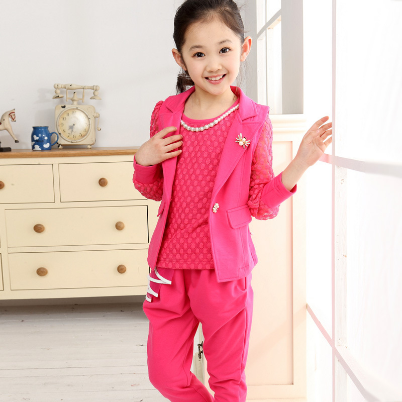 中大童<em>女童</em>春装2014新款 <em>女童西装</em>套装 韩版女