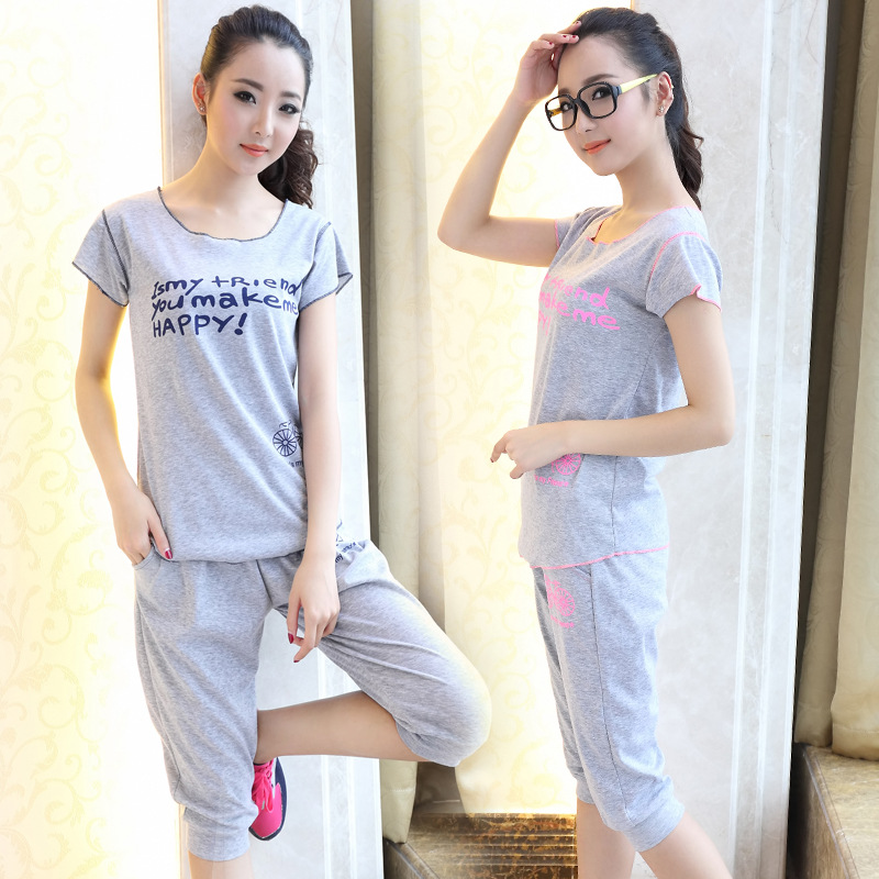 实拍<em>夏季</em>新款<em>休闲</em>运动套装<em>短袖</em>+<em>短裤</em>运动装 女