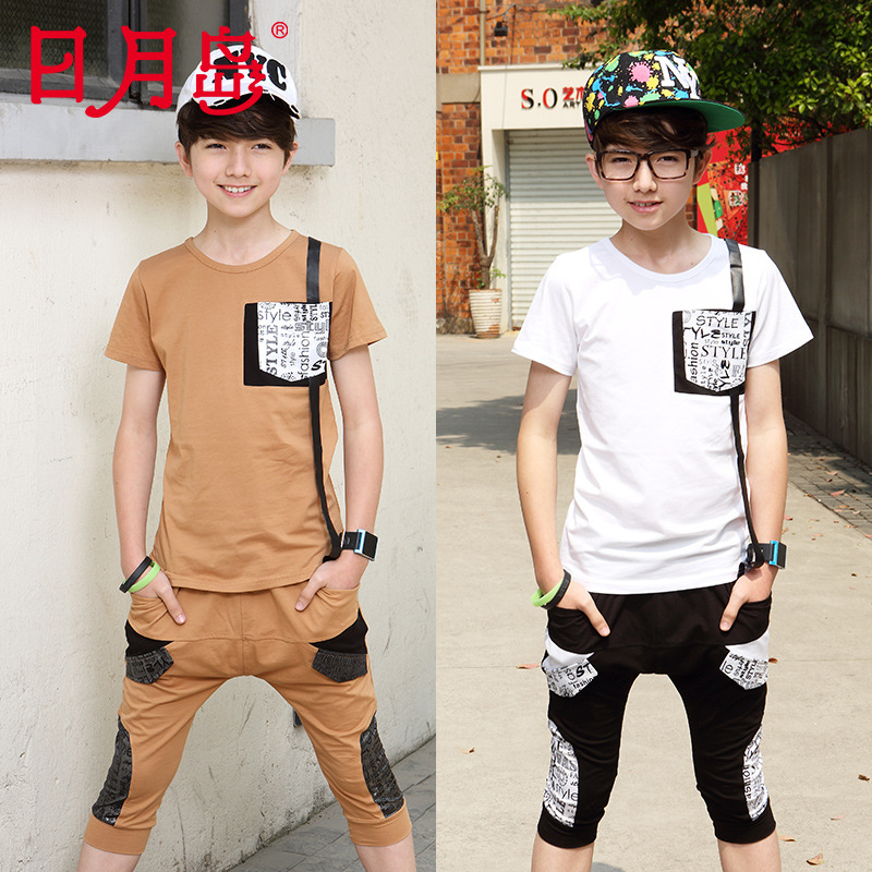 童装<em>男童</em>夏装2014新款儿童短袖T恤套装中裤短