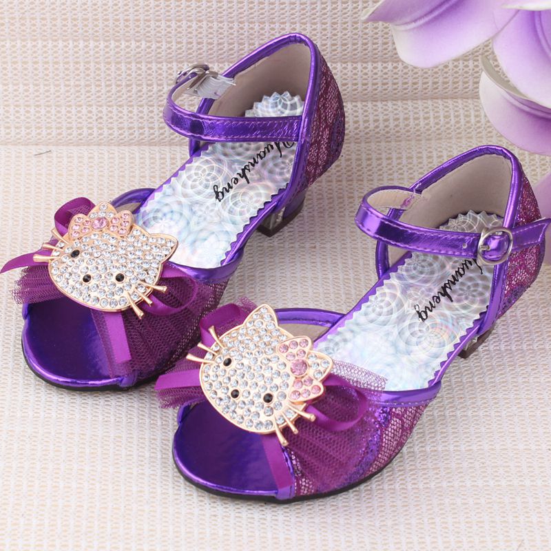 童鞋批发厂家直销韩版女童鞋 卡通公主露趾女童凉鞋高跟鞋