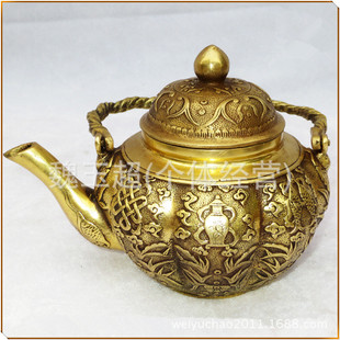 厂家直销风水铜器家居工艺用品摆件铜八宝茶壶 铜壶 铜茶壶铜酒壶