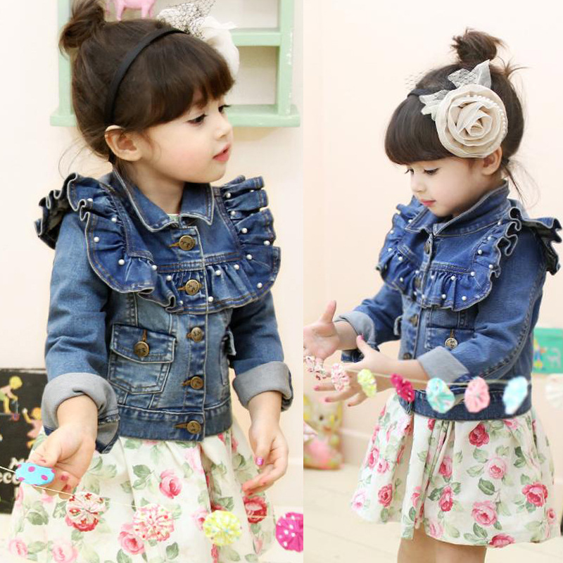 2014年<em>春秋款</em> <em>女童</em>木耳边钉珠<em>牛仔</em>小<em>外套</em> 儿童