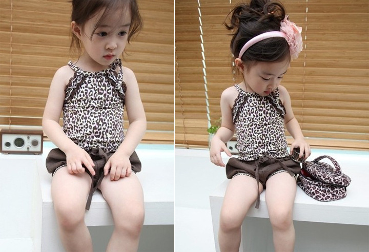 14<em>女童装</em>夏装 女童背心豹纹+裤子两件套 女童