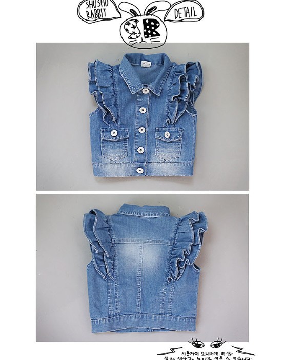 【秋季<em>女童牛仔</em>马甲 <em>女童牛仔背心马夹</em>外套 儿