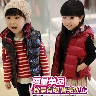 童<em>马甲</em>-2014<em>秋冬款</em>童装批发韩版<em>女童加厚</em>连帽
