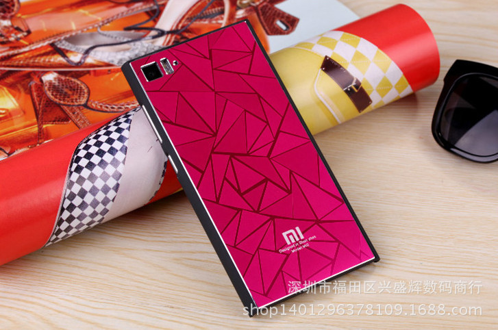 手机保护套-小米3手机壳 金属3D菱形保护壳 水