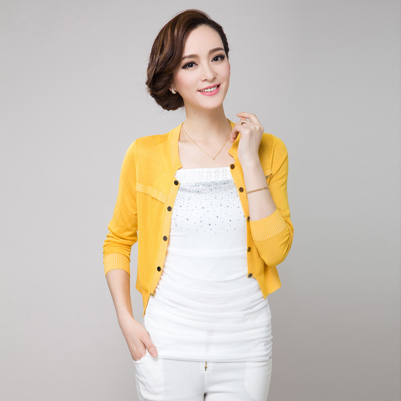 厂家批发 2014 夏装新款立领长袖开衫 空调衫 