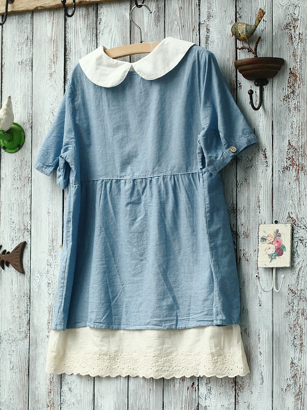 批发采购女式T恤-夏装新款领口绣花假两件女式