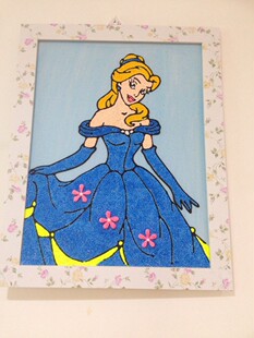 手足情大线饰画儿童手工坊diy超轻珍珠粘土彩泥画公主画新沙画