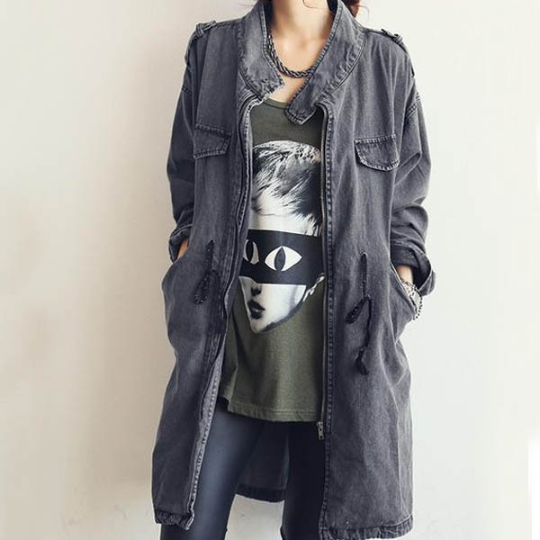 2014春装新款中长款牛仔外套韩版宽松休闲长