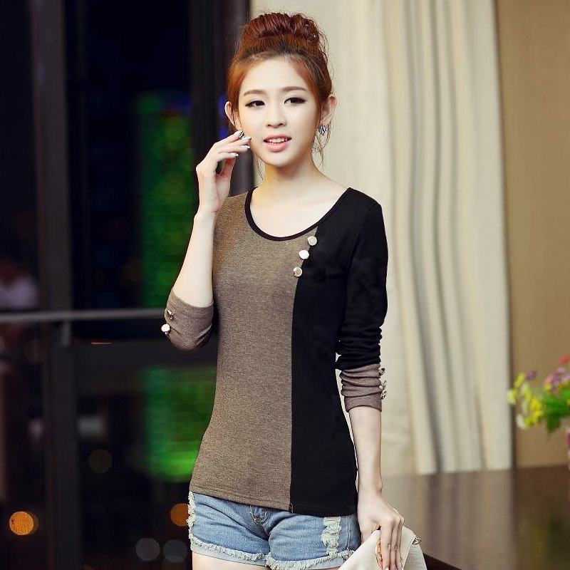 春秋装新款 8635大码韩版女装秋款打底衫中长