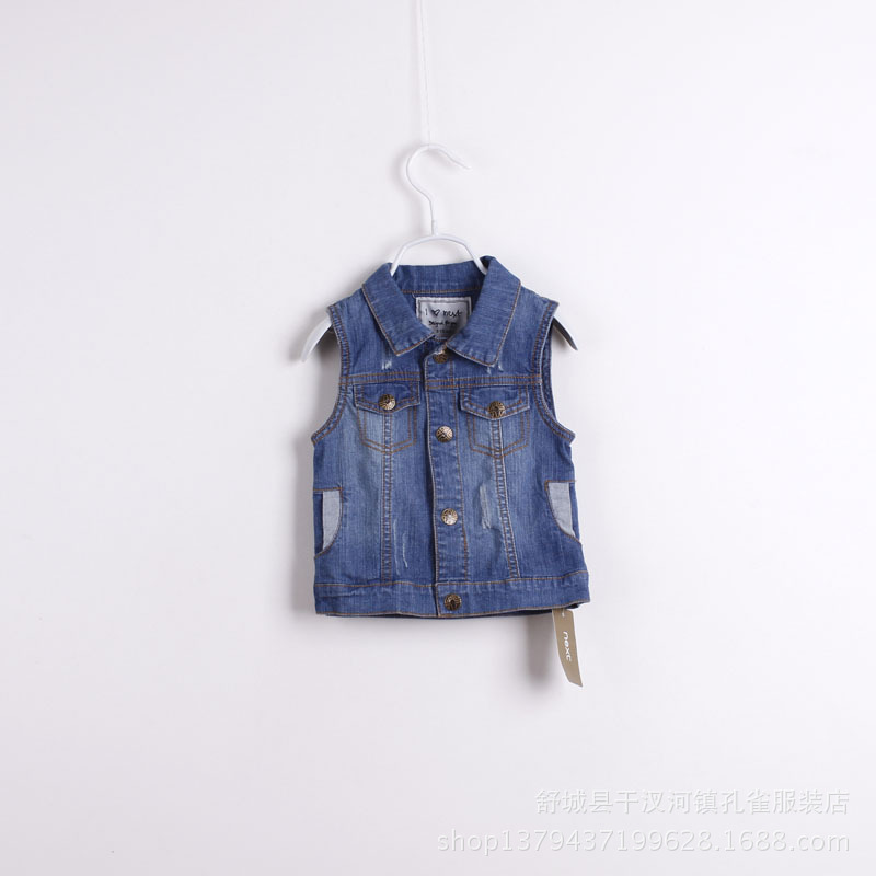 2014外贸春秋新款 儿童<em>牛仔马甲</em> 外贸<em>童装</em>批发