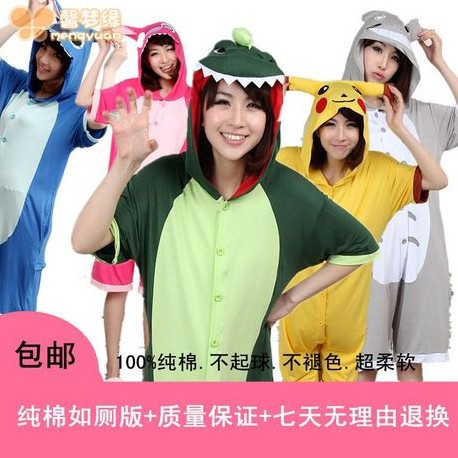 <em>纯棉</em> 可爱 <em>卡通连体睡衣</em> 夏款 表演 演出服 史迪