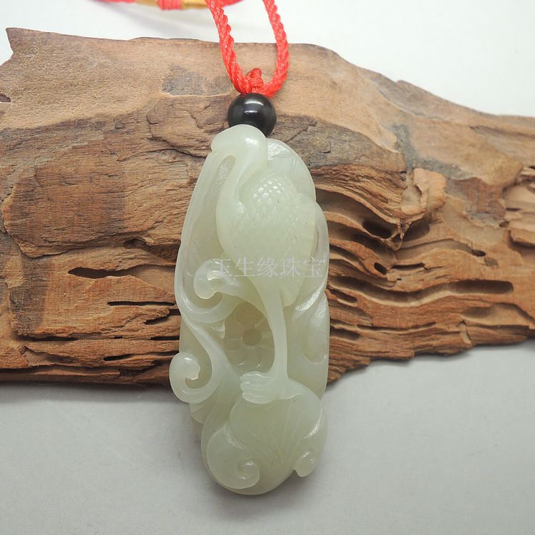 玉生缘 和田白玉纯手工赫赫有名吊坠 玉石挂件