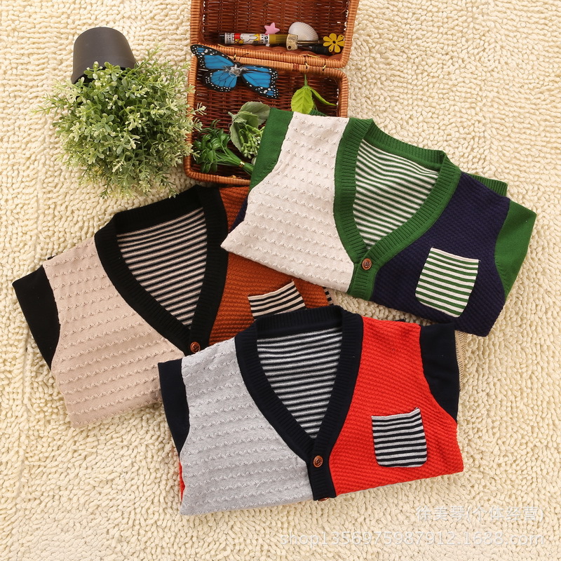 2014童装<em>新款</em>~<em>韩版</em>中大童<em>男童毛衣</em>~经典条纹