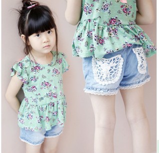 童牛仔<em>短裤</em>厂家批发 女童宝宝<em>时尚短裤 图片</em>_