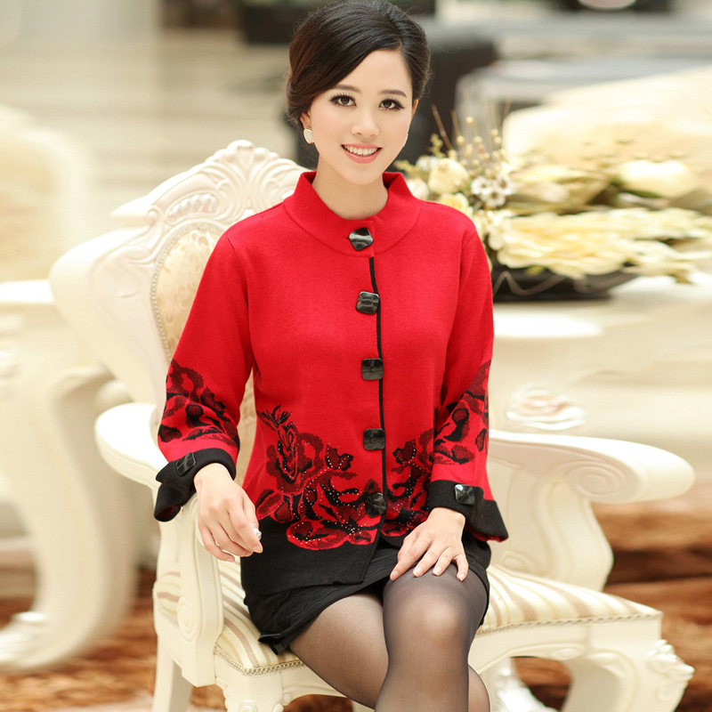 新款女<em>毛衣</em>法<em>蔻</em>外套女士宽松大码中老年<em>开衫</em>女