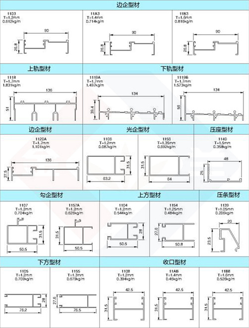 90系列推拉窗型材断面（3）