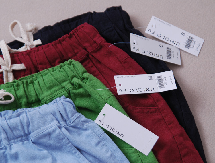 女装 麻棉松紧带糖果色休闲<em>短裤女夏装 图片</em>_