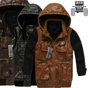 批发采购<em>男式马甲</em>-8306多袋<em>男式皮马甲</em>乔吉普