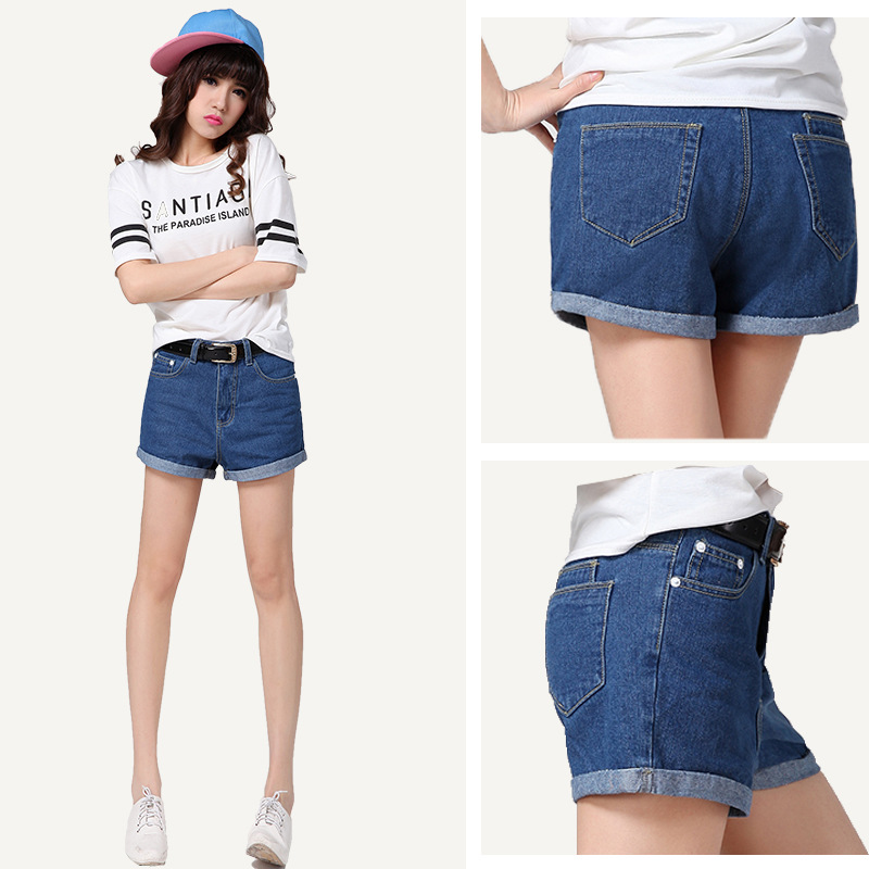 2014夏季新款<em>宽松</em>大码显瘦高<em>腰牛仔短裤</em> 女韩