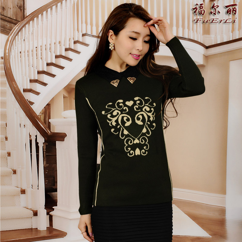2014春秋装新款<em>羊绒</em>衫 <em>女式</em>羊<em>毛衣</em> 翻领针织衫