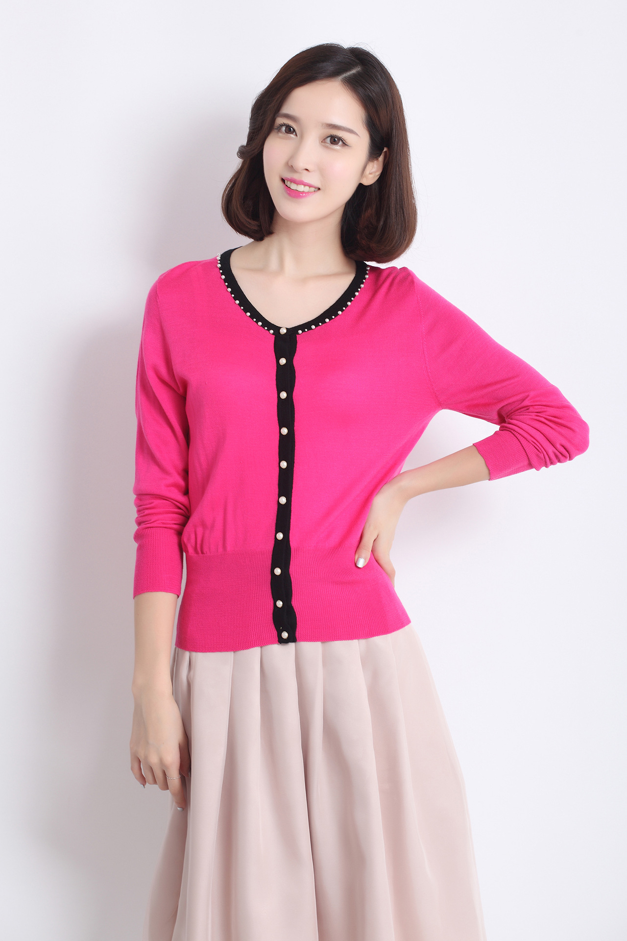 季新款韩版女装短款薄款<em>长袖针织开衫空调衫</em>外