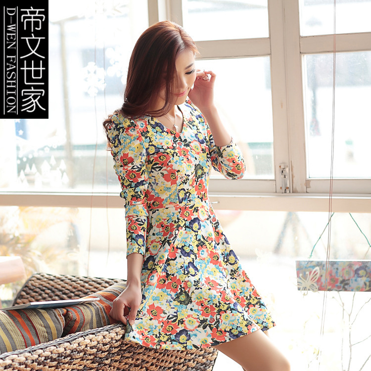 网店分销<em>2014女装</em>新款春装<em>连衣裙</em> <em>春季</em>长袖打