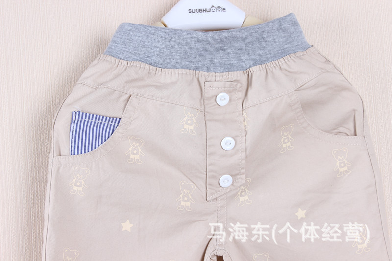 【外贸童装厂家直销 童裤斜纹七分裤 挽<em>裤腿</em>满