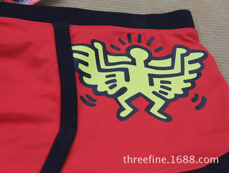 【红色底<em>小白狗</em> 原单外贸卡通<em>内裤</em> 全棉男士卡