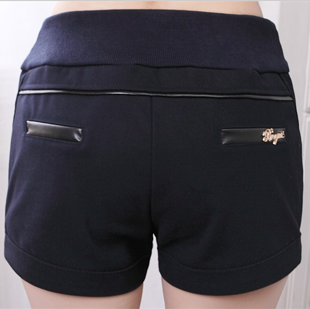 2013<em>秋冬</em>新款毛呢<em>短裤</em>靴裤<em>韩版</em>显瘦休闲 PU皮