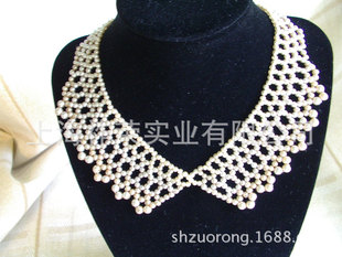 批发采购衣饰-厂家定做毛衣装饰衣领 串珠假领