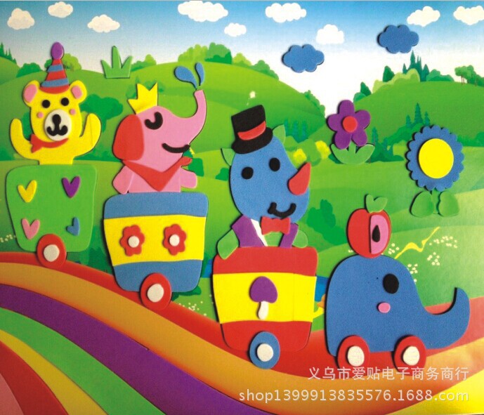立体粘贴画 厂家直销 eva立体粘贴画手工制作贴画立体贴画墙贴 阿里