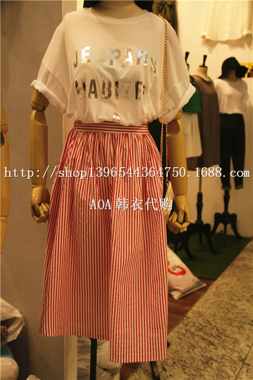 2014夏季新款*<em>AoA</em>*韩衣东大门代购<em>女装</em>条纹半