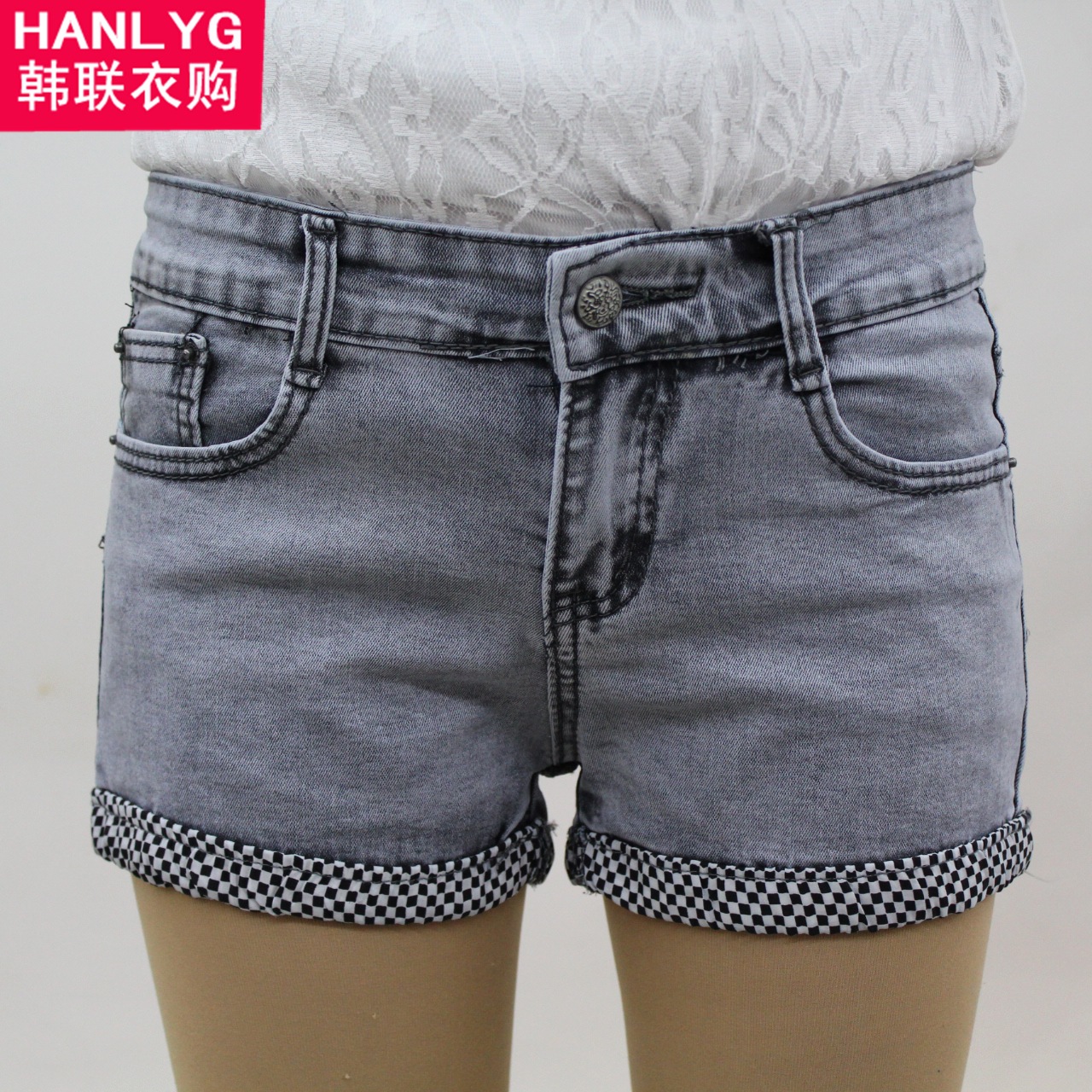 2014<em>夏季</em>新款牛仔<em>短裤</em> <em>女大码</em>中腰宽松牛仔裤