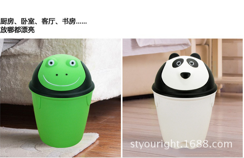 卫生间加厚垃圾桶可爱卡通动物垃圾桶大号熊猫老虎猪头青蛙qy5200