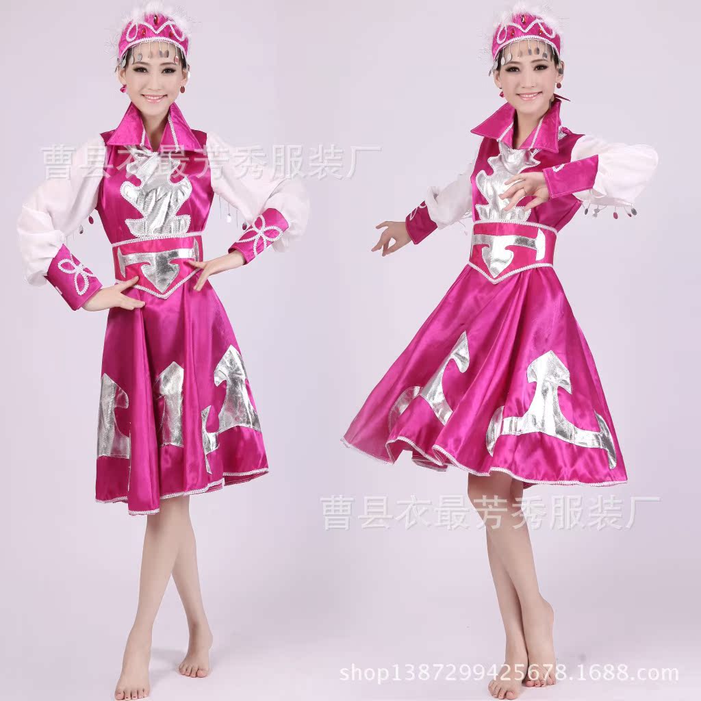 少数民族表演服<em>少女</em>成人<em>舞蹈服</em>西藏族蒙古舞服